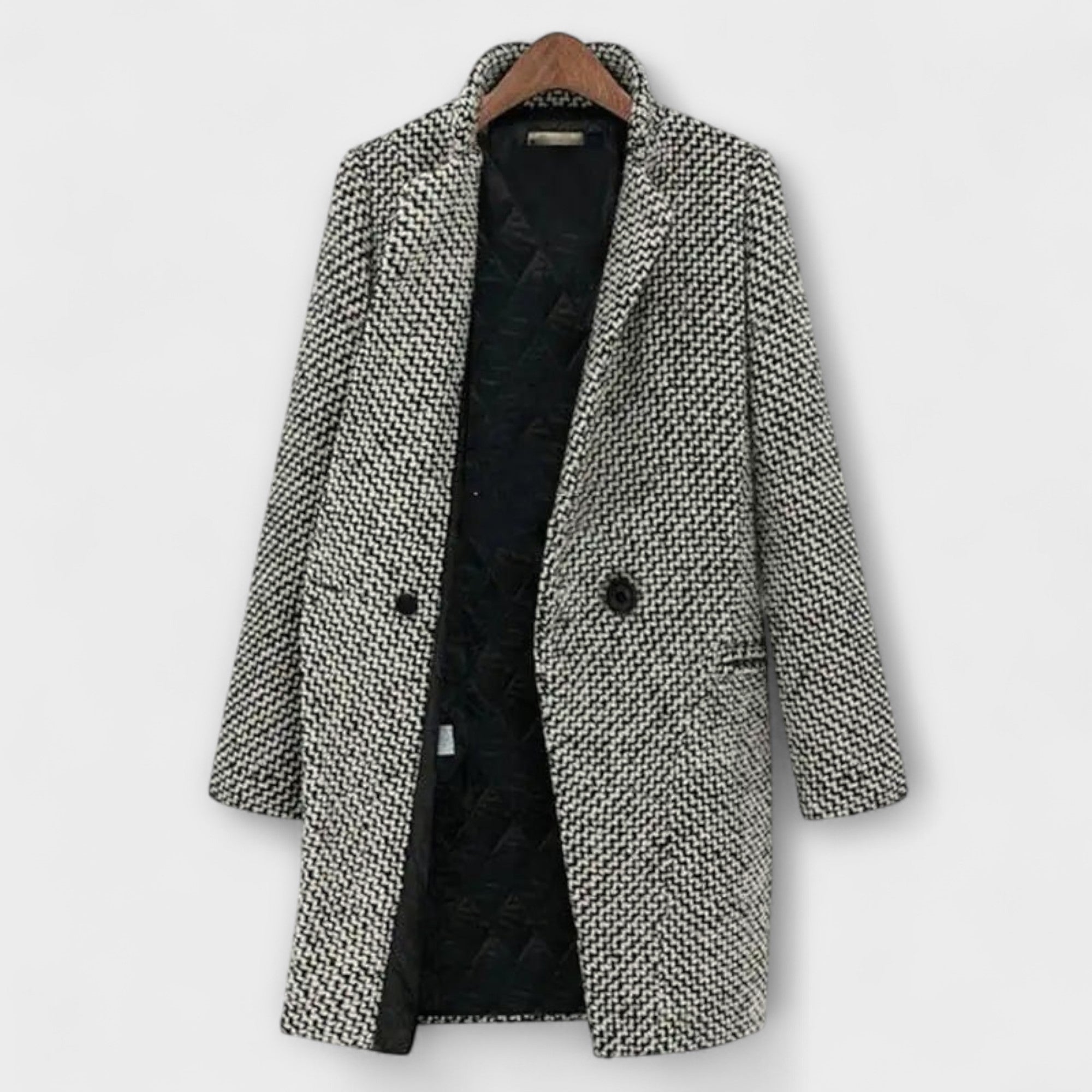 Elara™ | Houndstooth Midi Coat