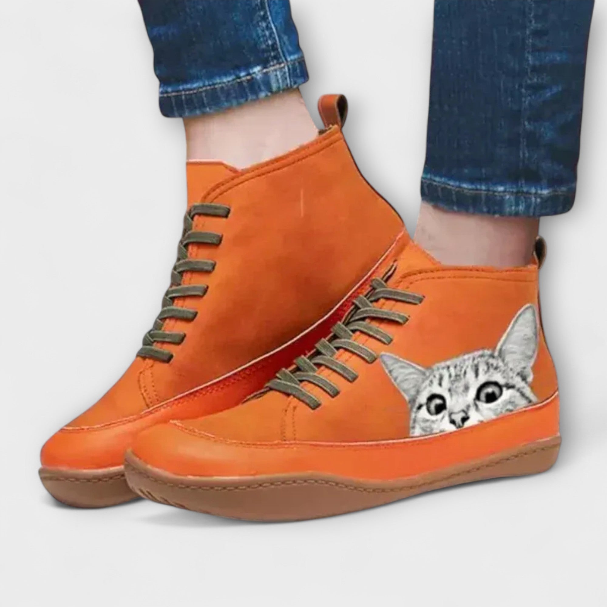 Elara™ | Cat-Inspired Leather Ankle Boots