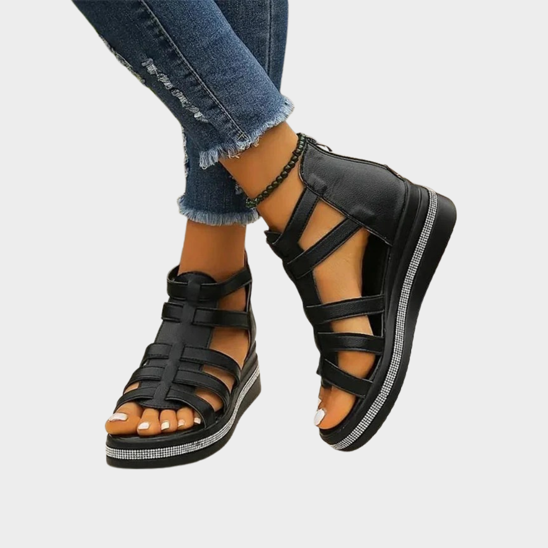 Elara™ | Rhinestone Wedge Sandals