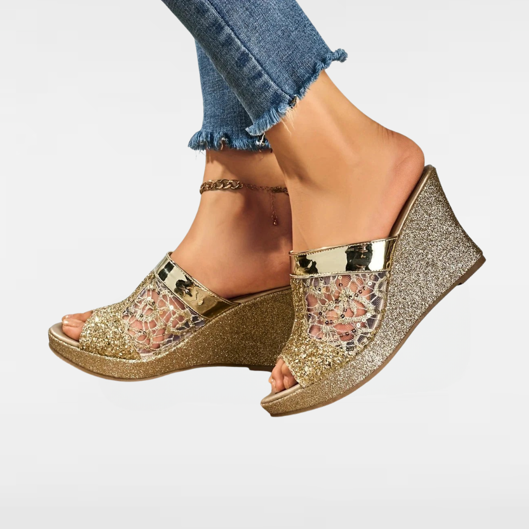 Elara™ | Sequin Wedge Heels