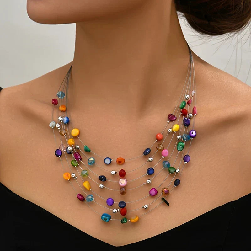 Elara™ | Bohemian Layered Beaded Necklace