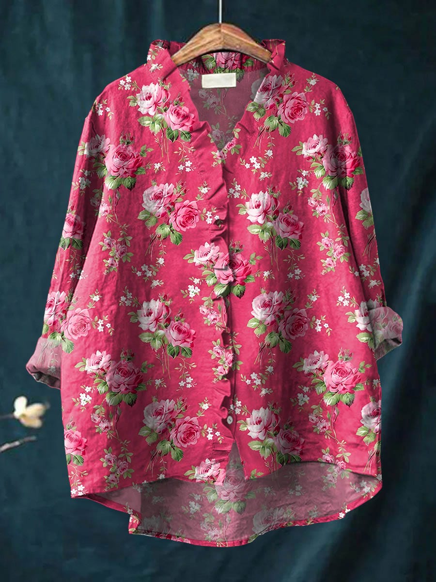 Elara™ | Red Ruffled Blouse
