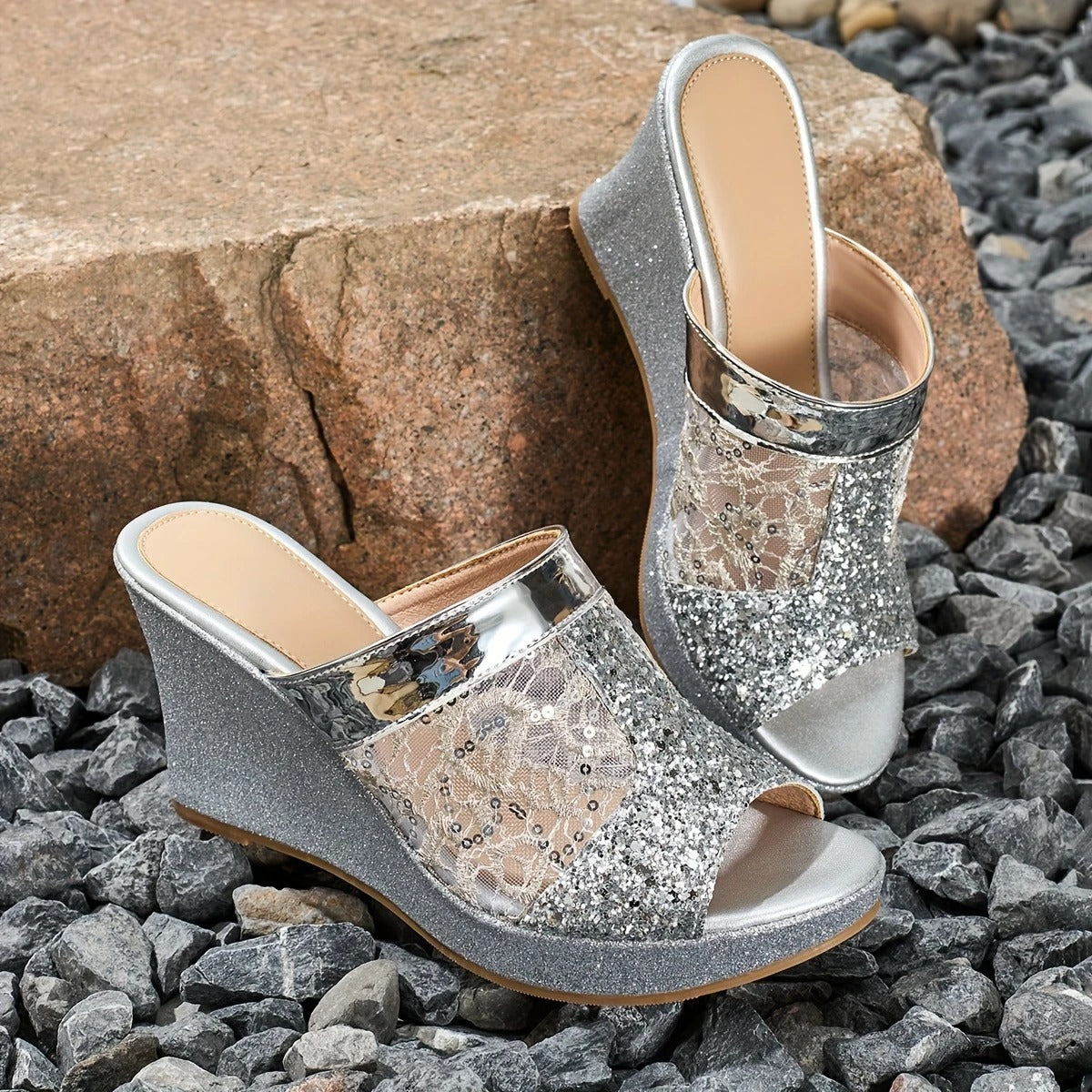 Elara™ | Sequin Wedge Heels