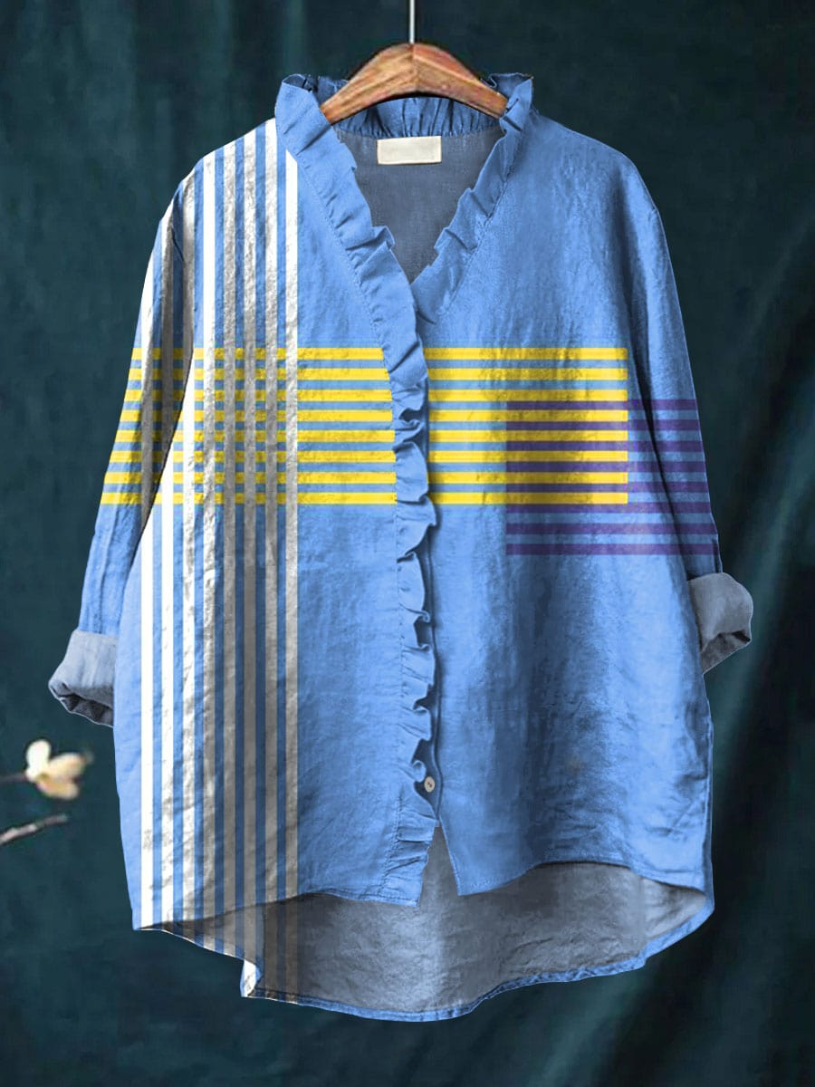 Elara™ | Stripe Ruffle Blouse