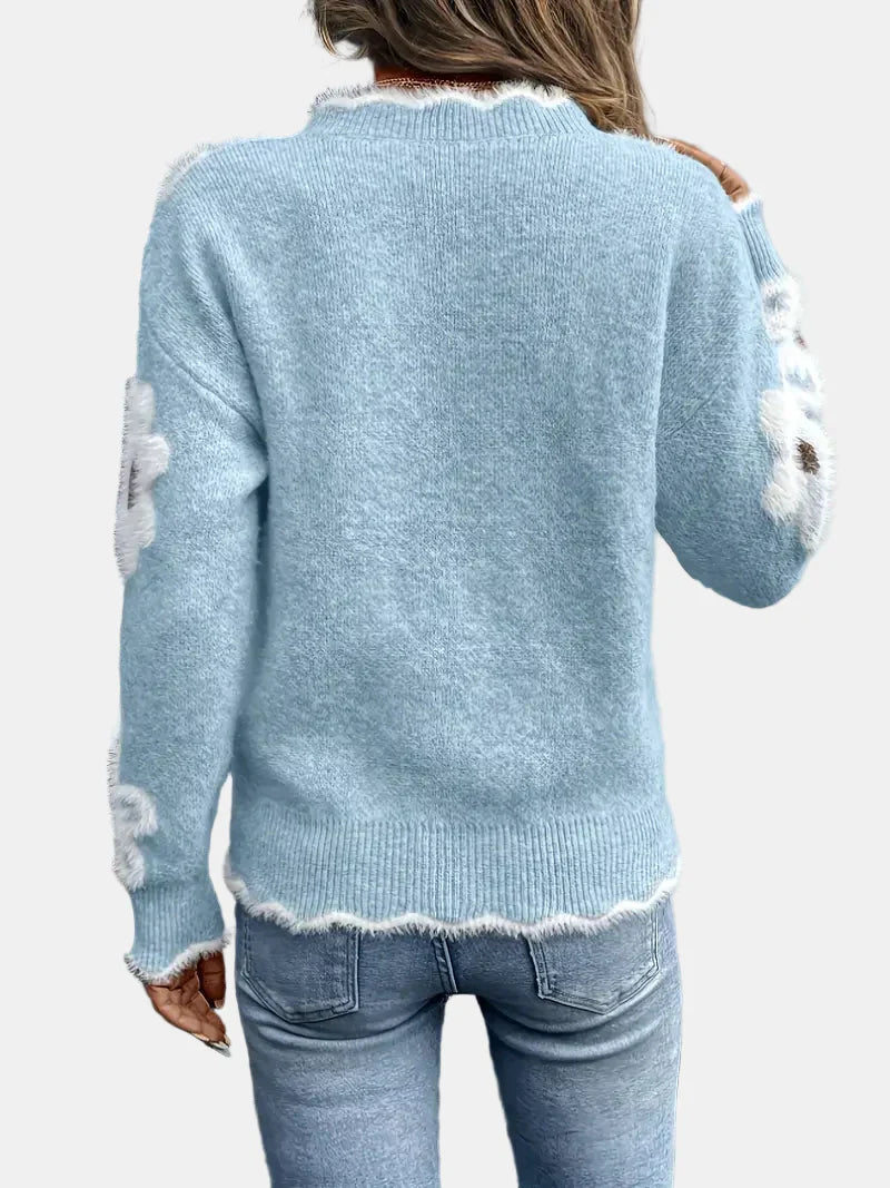 Elara™ | V-Neck Floral Sweater