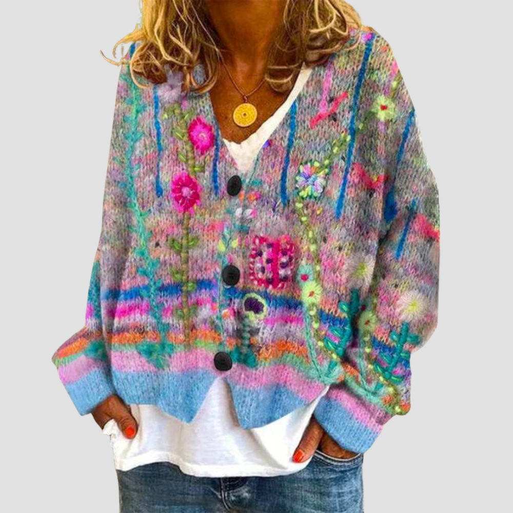 Elara™ | Floral Knit Cardigan