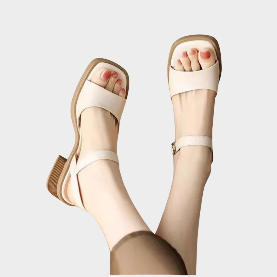 Elara™ | Neutral Block Heel Sandals