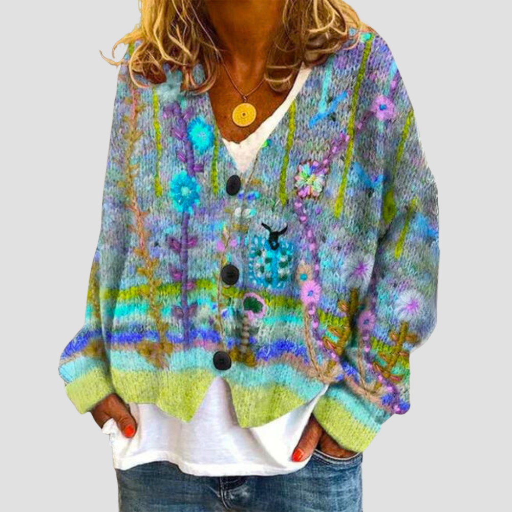 Elara™ | Floral Knit Cardigan
