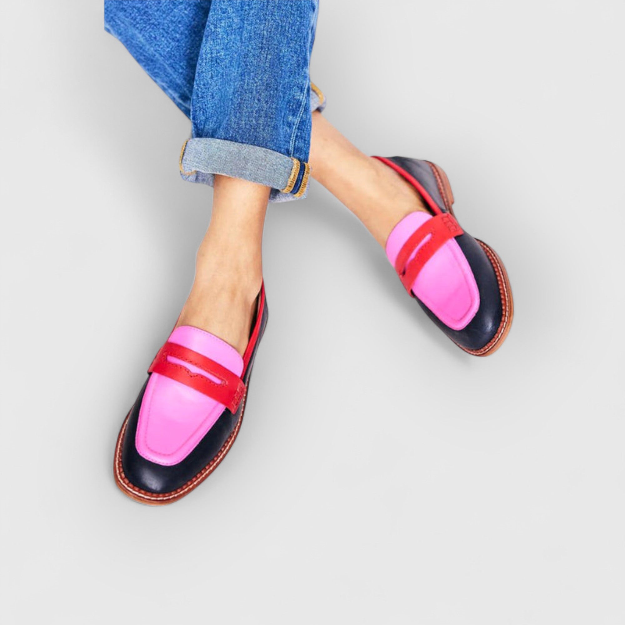 Elara™ | Black Loafers With Color Accents