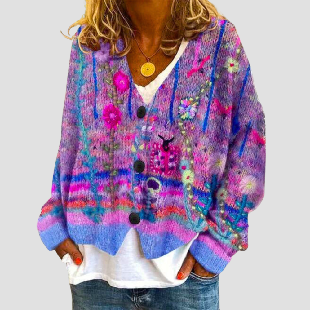 Elara™ | Floral Knit Cardigan