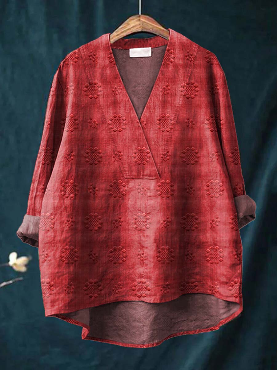Elara™ | Embroidered Print Blouse