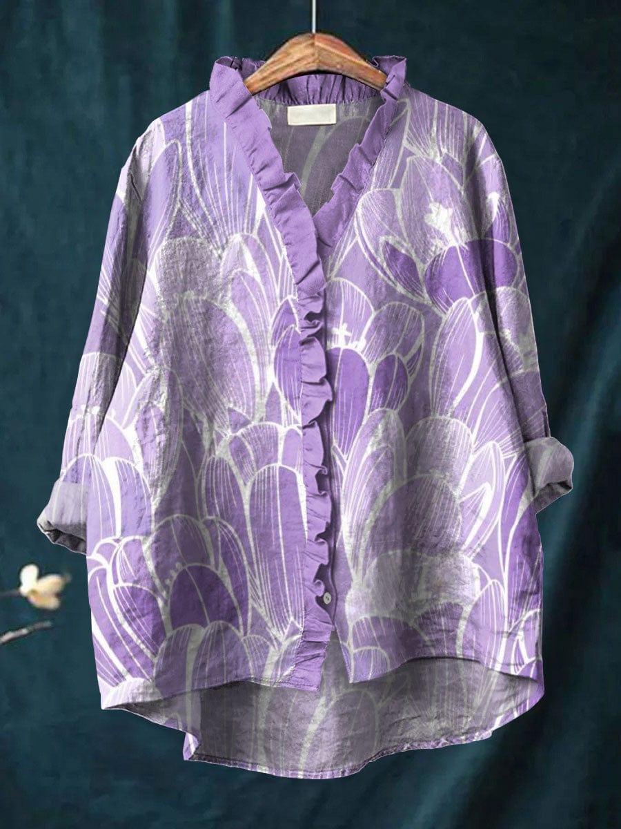 Elara™ | Light Purple Ruffled Blouse