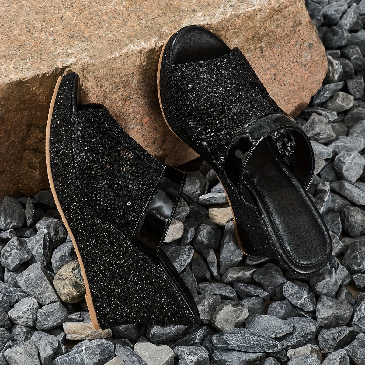 Elara™ | Sequin Wedge Heels
