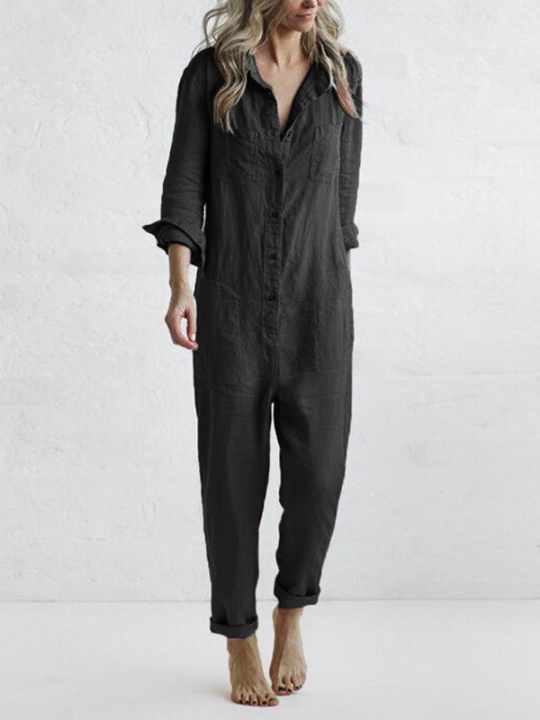 Elara™ | Cotton Long Jumpsuit