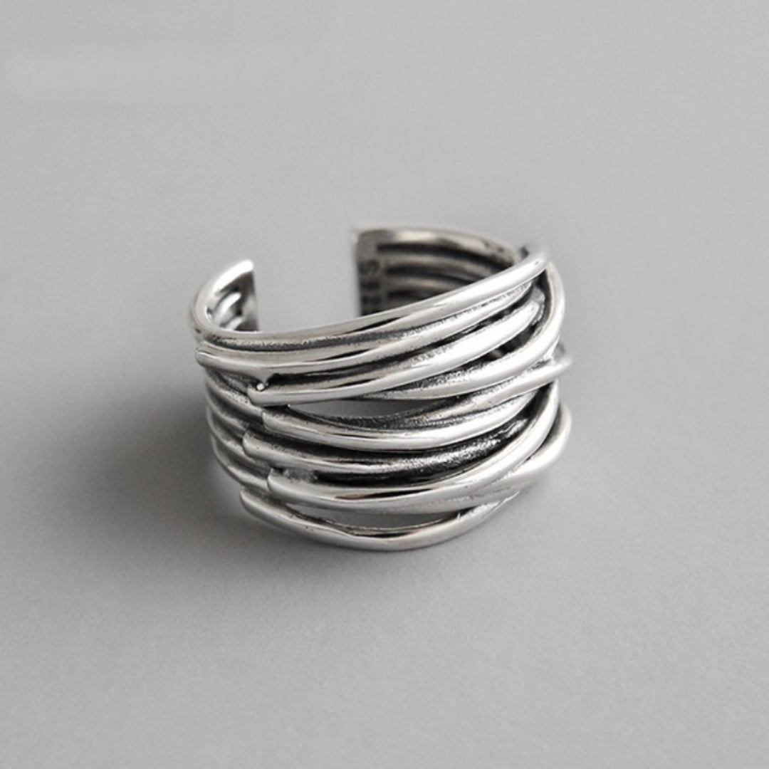 Elara™ | Layered Silver Ring