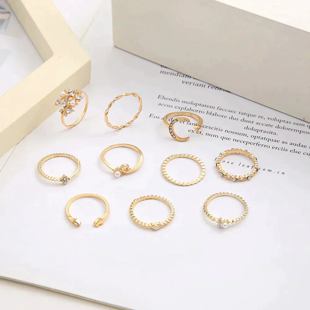 Elara™ | Boho Gold Ring Set
