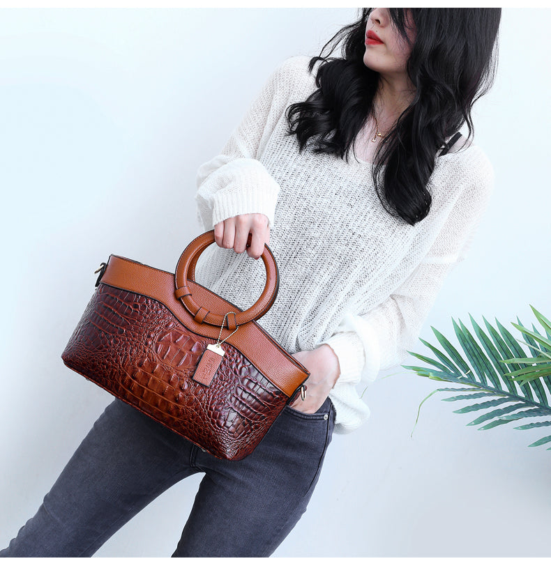 Elara™ | Crocodile Pattern Handbag