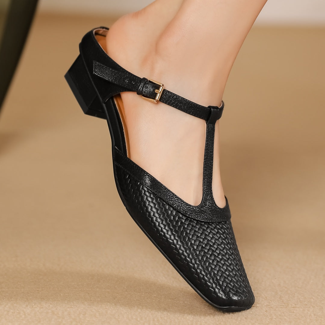 Elara™ | Woven Leather Mules