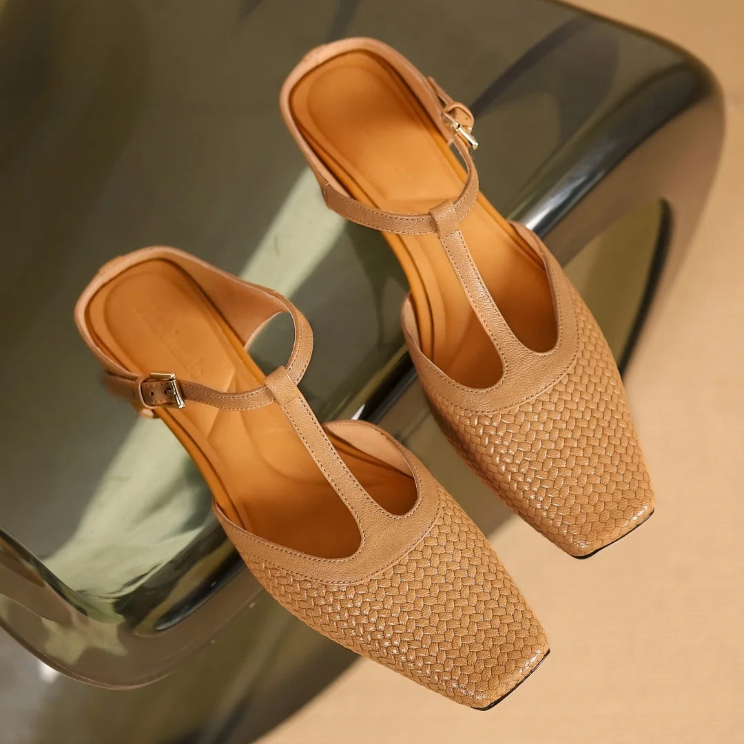 Elara™ | Woven Leather Mules
