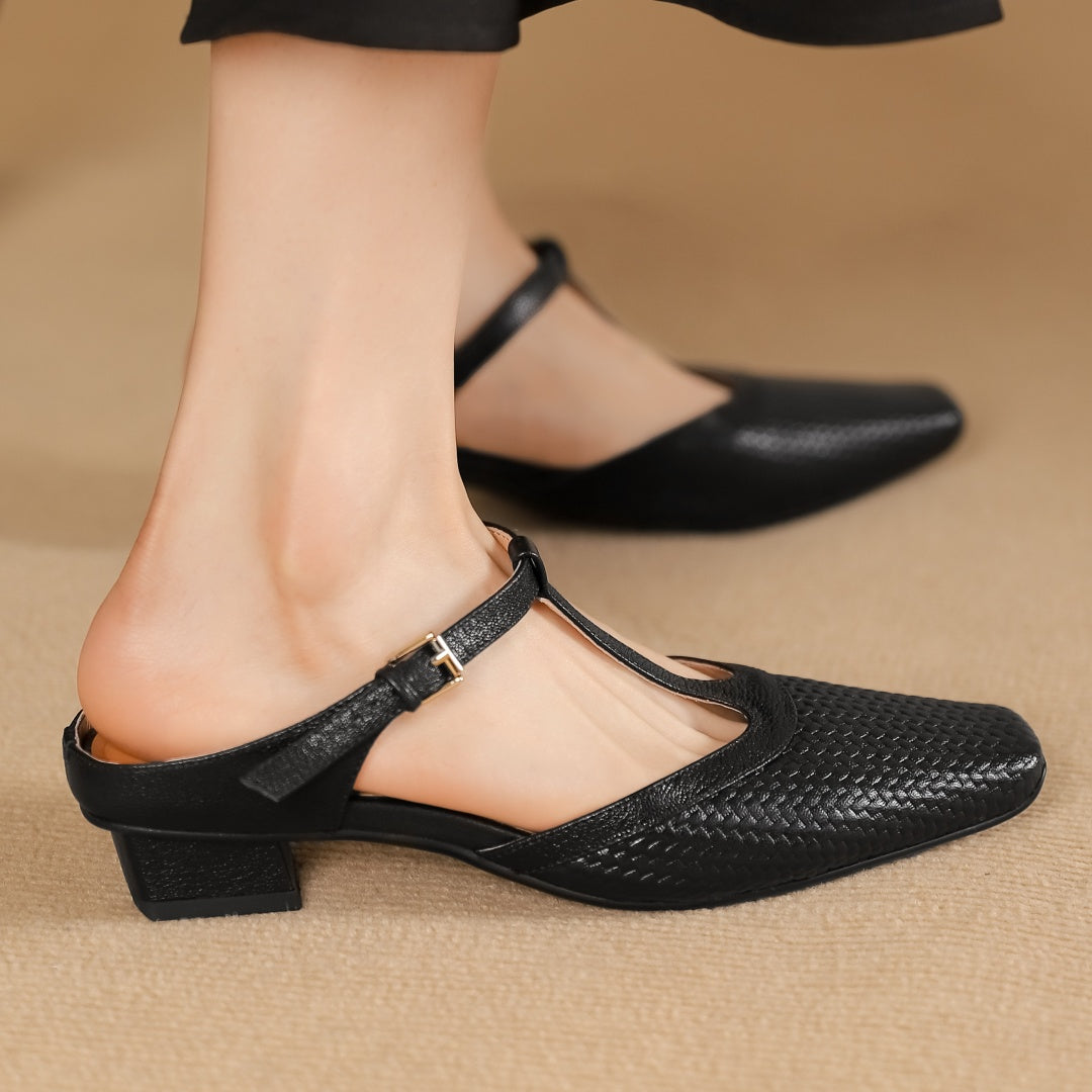Elara™ | Woven Leather Mules