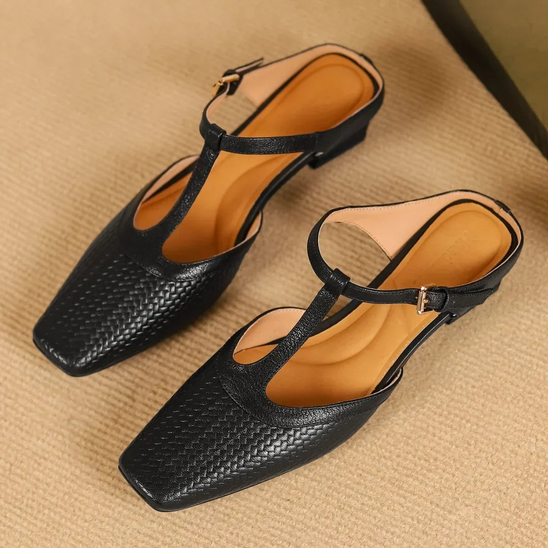 Elara™ | Woven Leather Mules