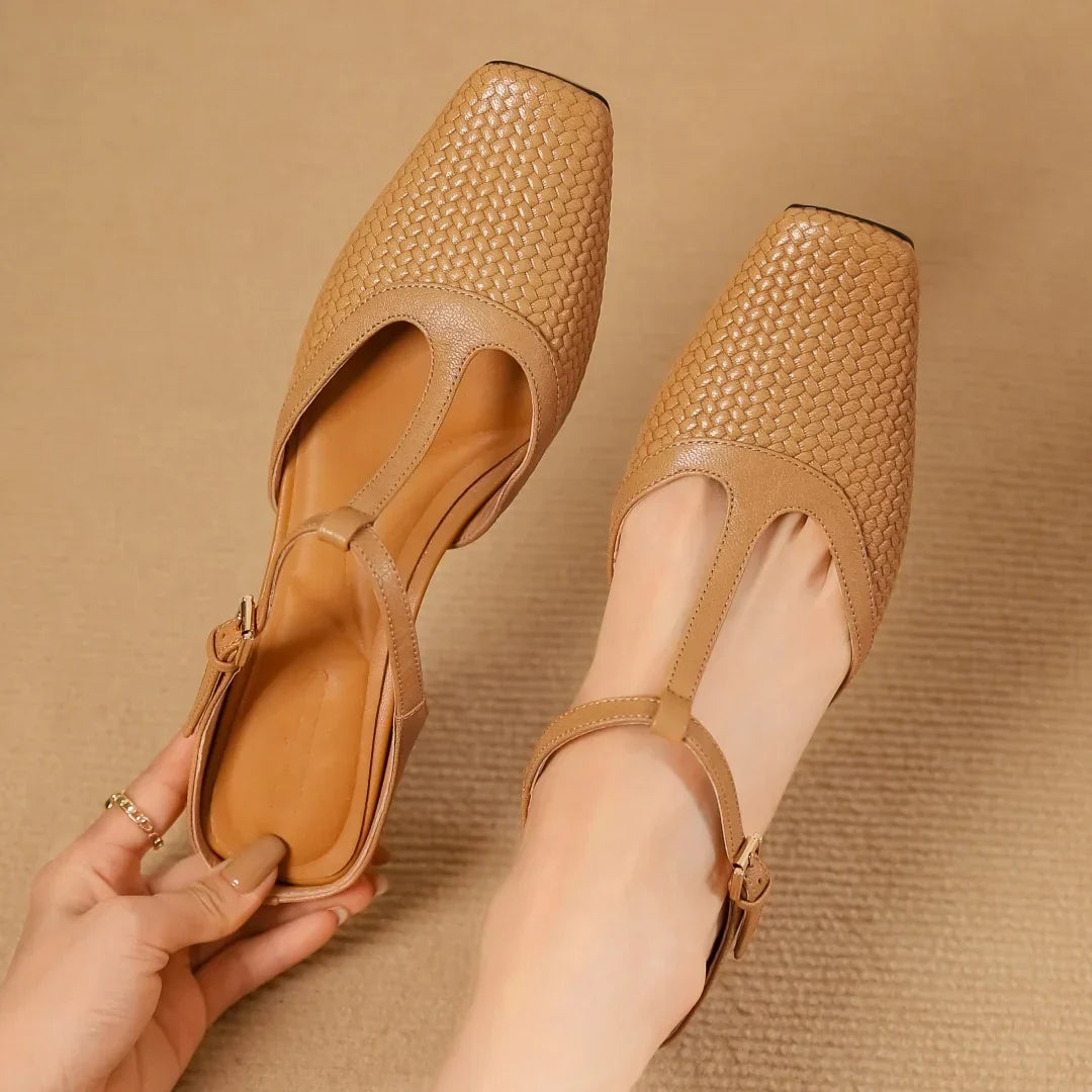 Elara™ | Woven Leather Mules