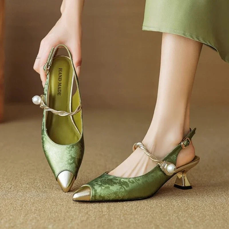 Elara™ | Pearl Satin Slingbacks