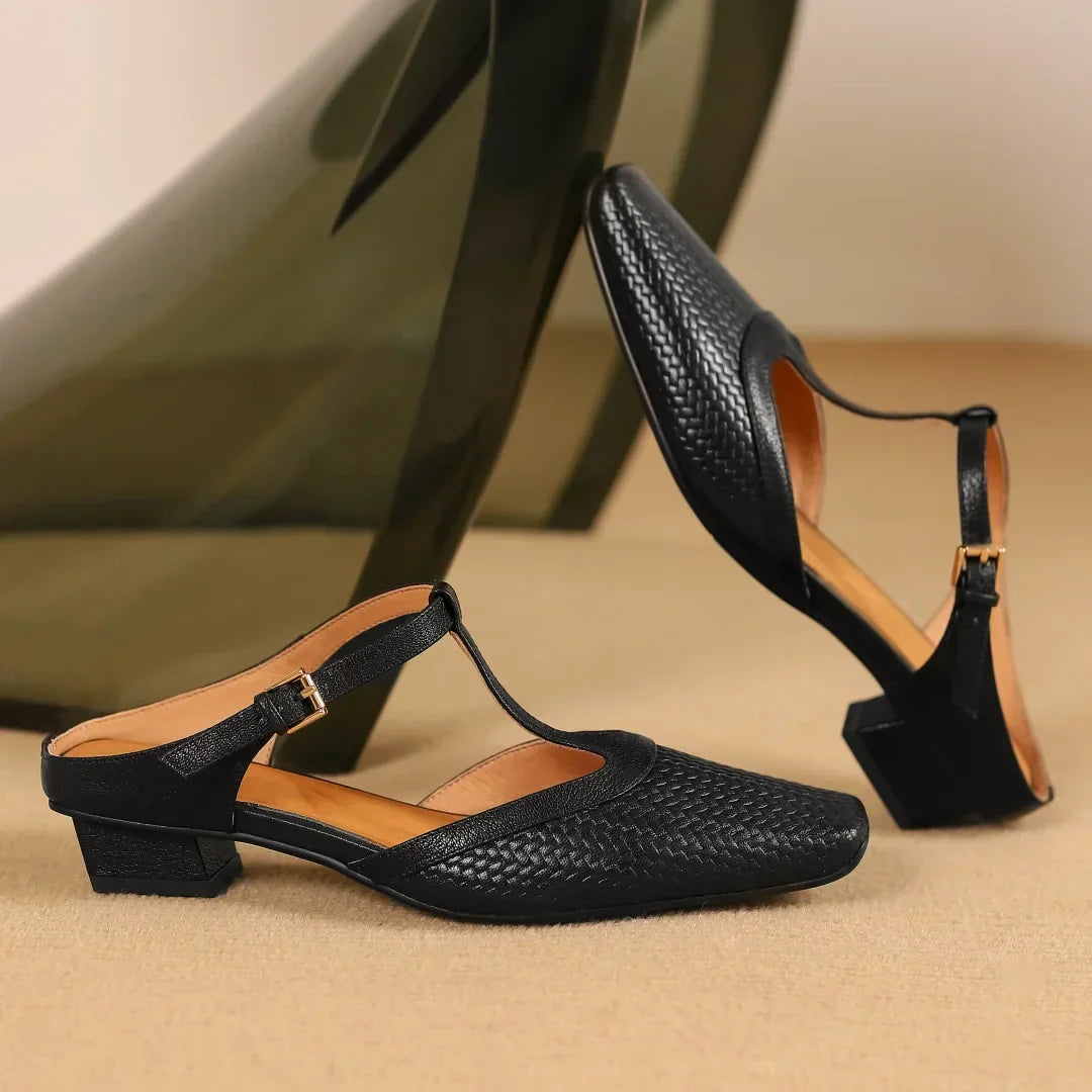 Elara™ | Woven Leather Mules