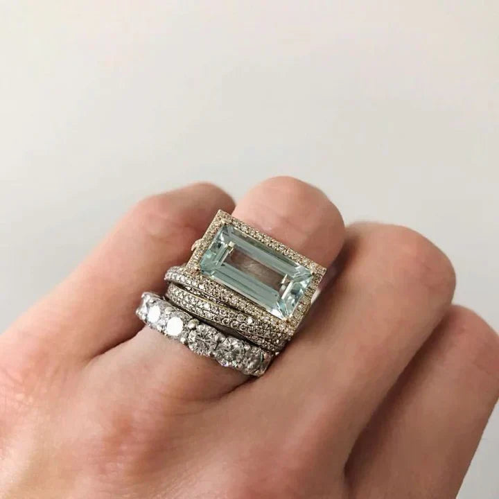 Elara™ | Silver Turquoise Ring Set