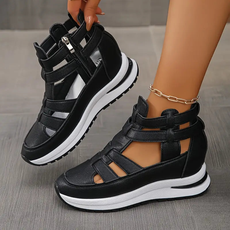 Elara™ | Zippered Wedge Sandals