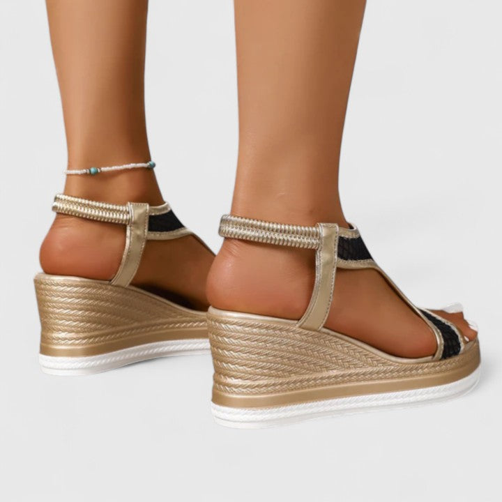 Elara™ | T-Strap Wedge Heels