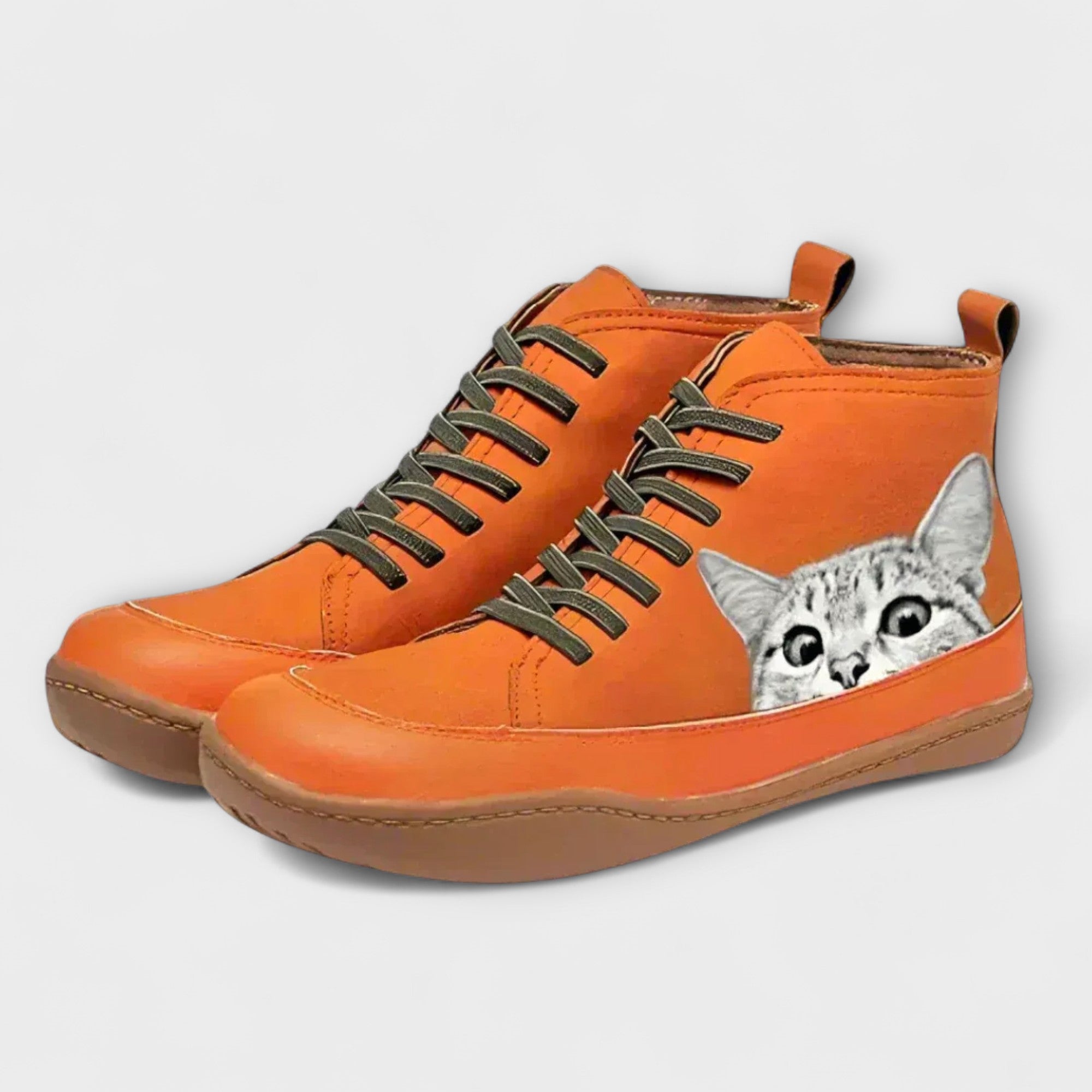 Elara™ | Cat-Inspired Leather Ankle Boots