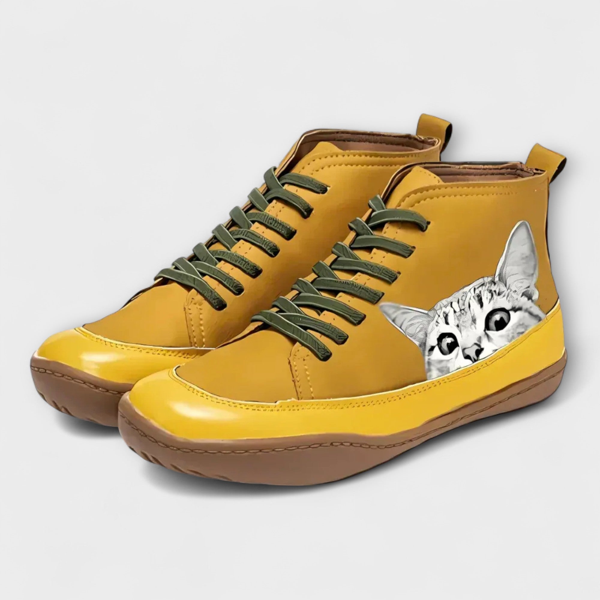 Elara™ | Cat-Inspired Leather Ankle Boots