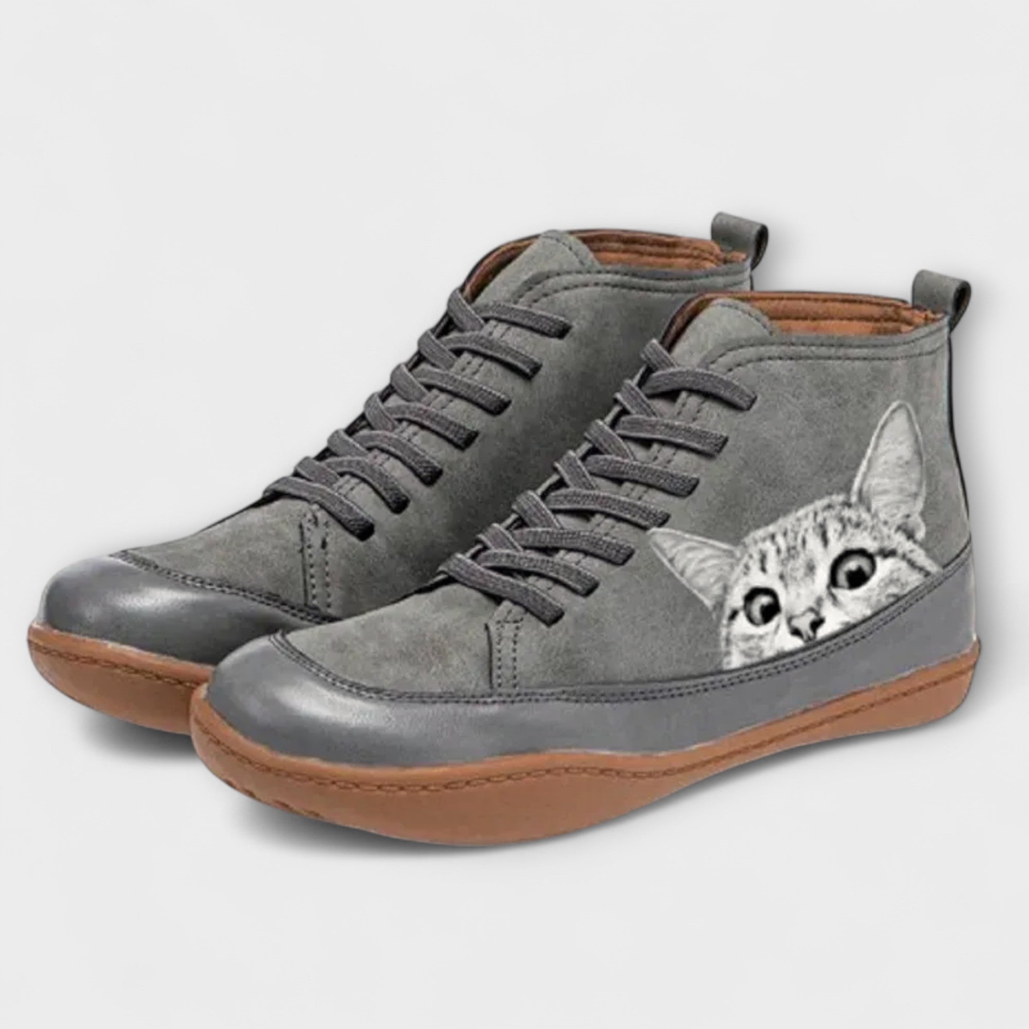 Elara™ | Cat-Inspired Leather Ankle Boots