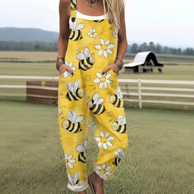 Elara™ | Chic Bees Print Jumpsuit