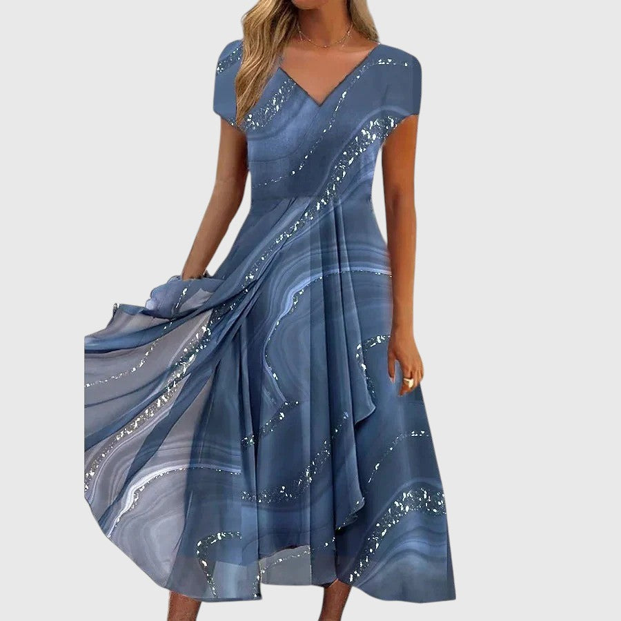 Elara™ | V-Neck Midi Dress