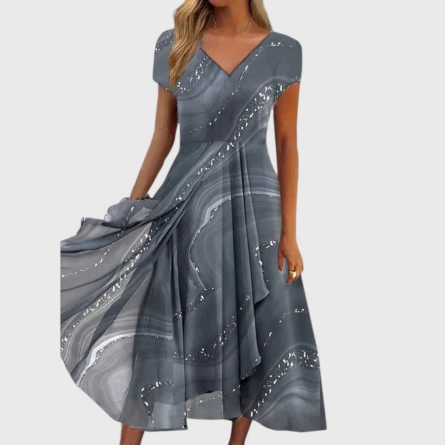 Elara™ | V-Neck Midi Dress