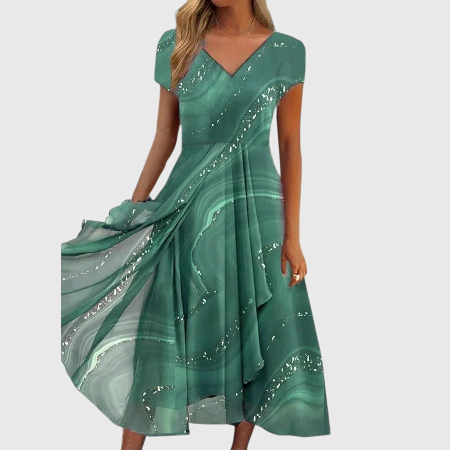 Elara™ | V-Neck Midi Dress